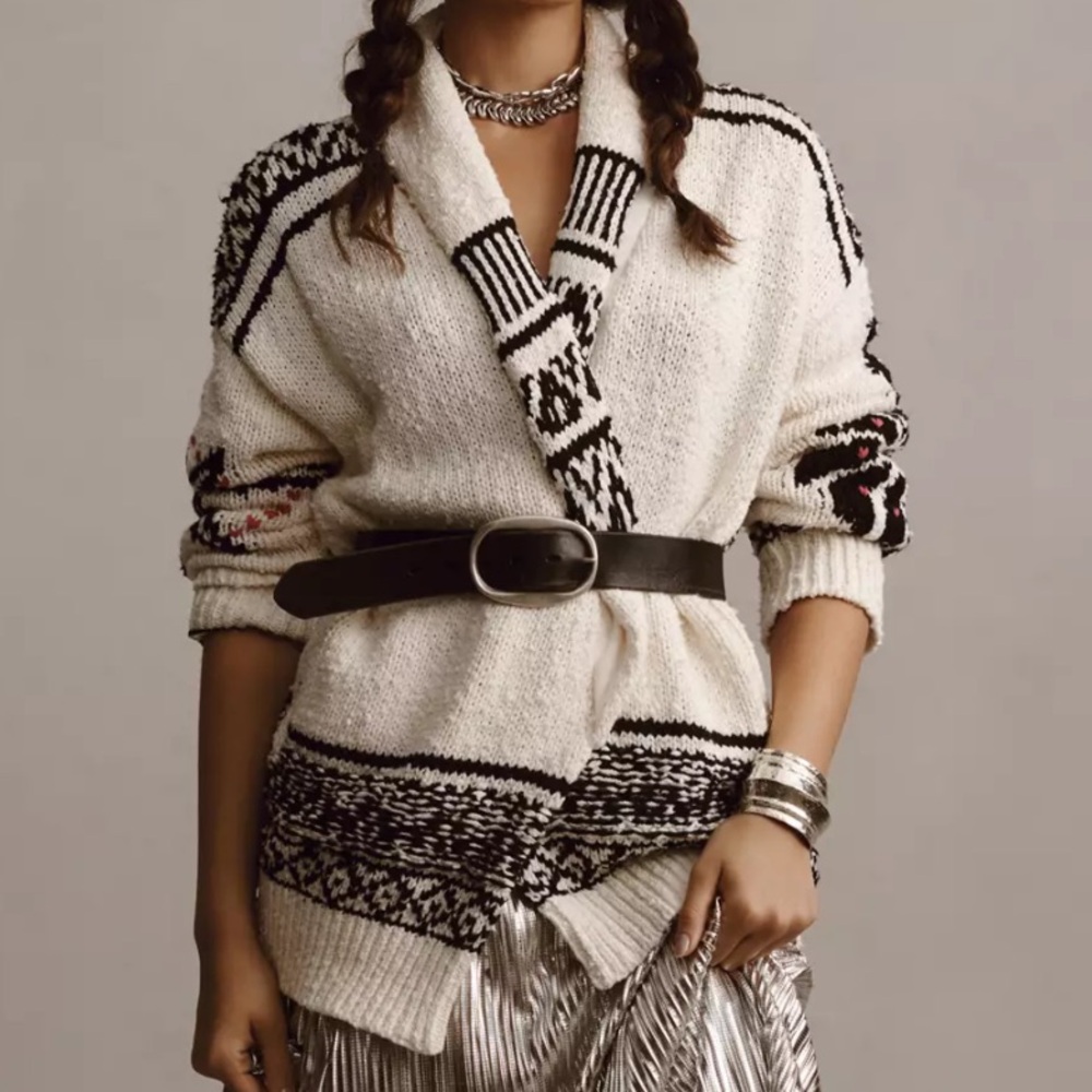 Pilcro by Anthropologie Slouchy Waves Oversized Cardigan Sweater M/L - Picture 2 of 7